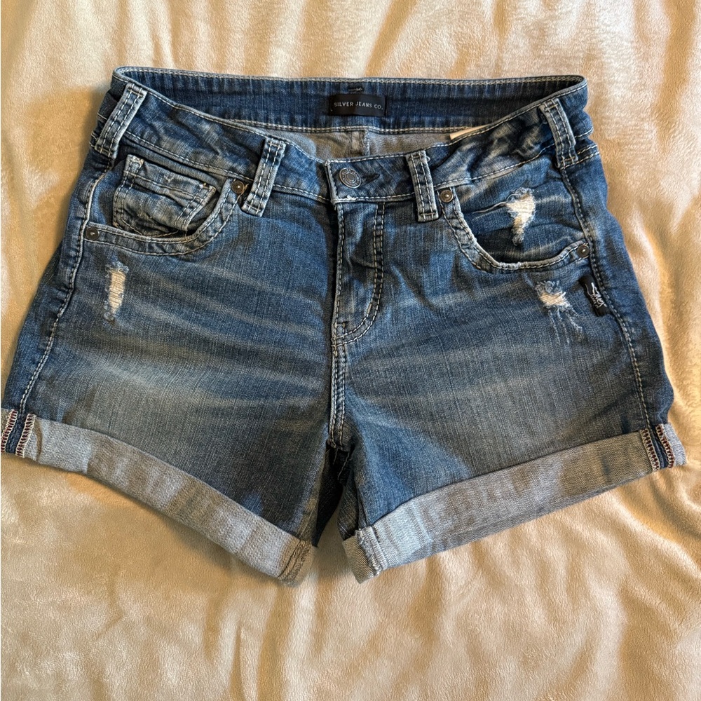 Silver Jeans Women's Distressed Blue Jean Shorts